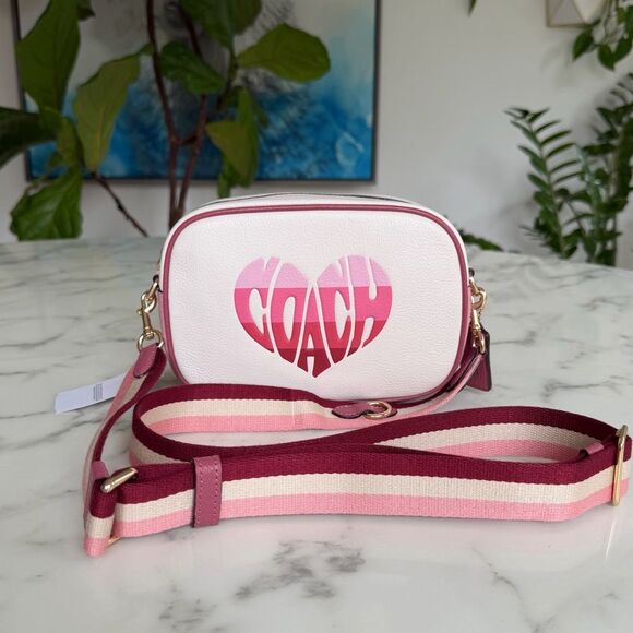 Coach Handbags - NWT Coach Mini Jamie Camera Bag With Stripe Heart Motif CA072 Chalk Pink Gold